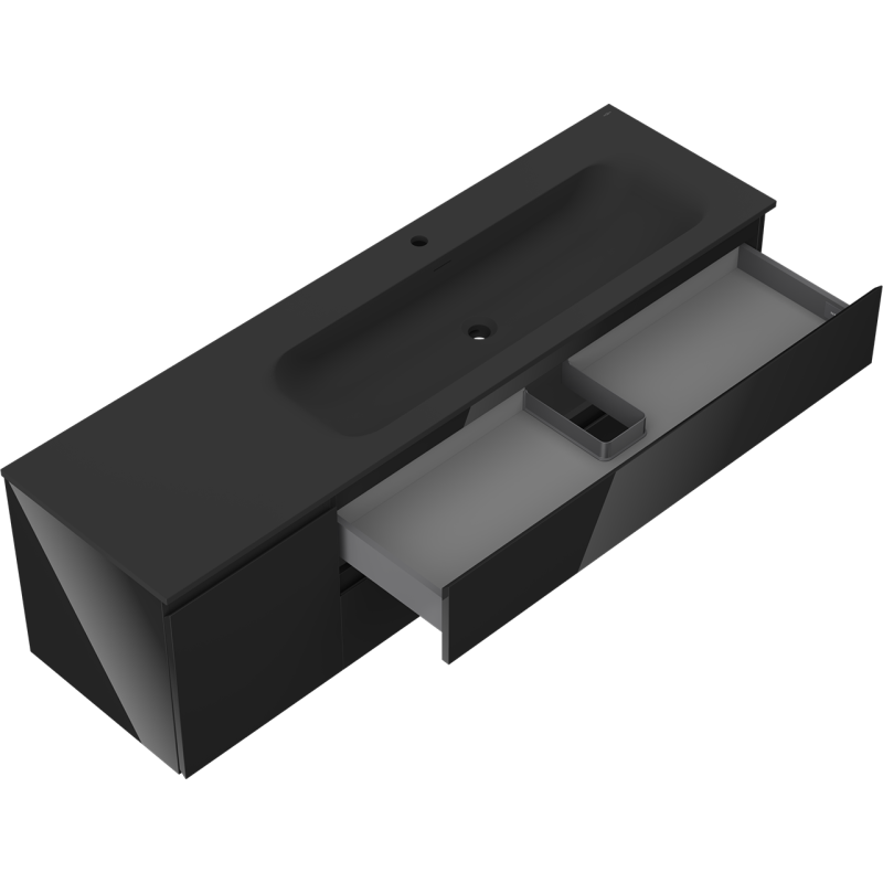 Servantskap med vask 160 cm svart høyglans/matt Mexen Orio – 91A13-16047-3-BBFFF70-W23P71