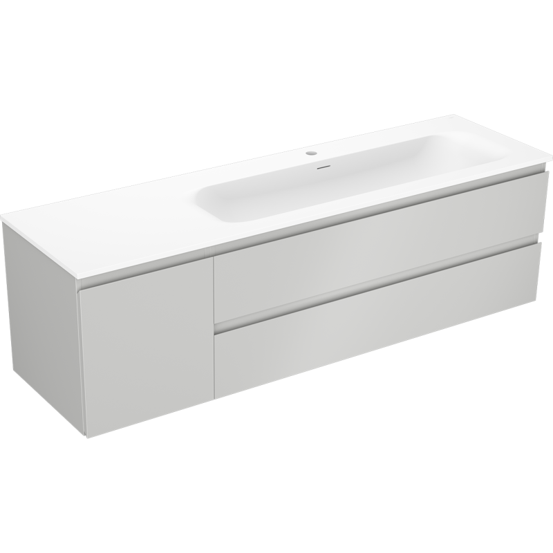 Servantskap med vask 160 cm grå matt/hvit matt Mexen Orio høyre – 91A13-16047-3-BBFFF62-W23P01