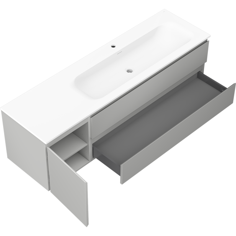 Servantskap med vask 160 cm grå matt/hvit matt Mexen Orio høyre – 91A13-16047-3-BBFFF62-W23P01