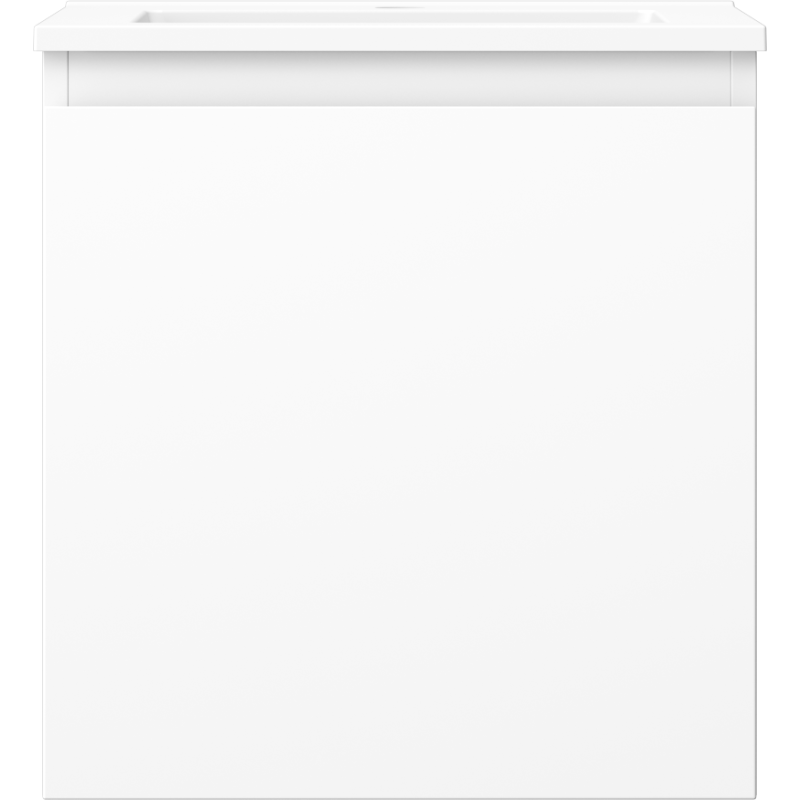 Servant med skap 45 cm hvit matt fra Mexen Orio/Otis sett rett forfra med glatt, minimalistisk front.
