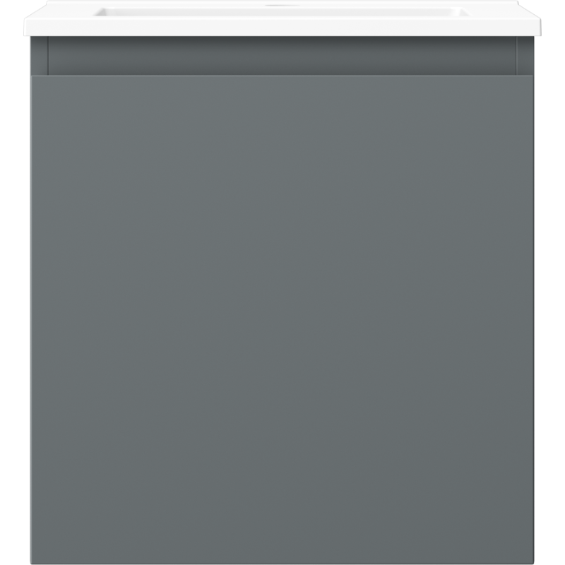 Servant med skap Mexen Orio 45 cm i grafitt og hvit matt med én skuff, sett forfra.