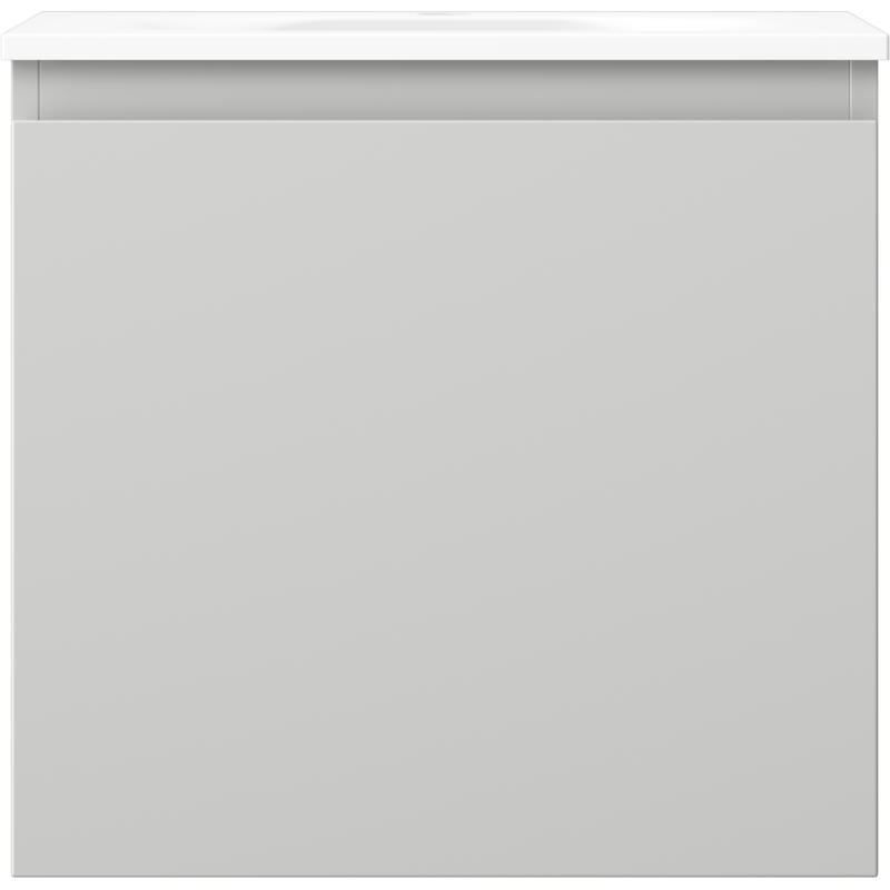 Servant med skap Mexen Orio 50 cm i grå matt og hvit matt, sett rett forfra med glatt front.