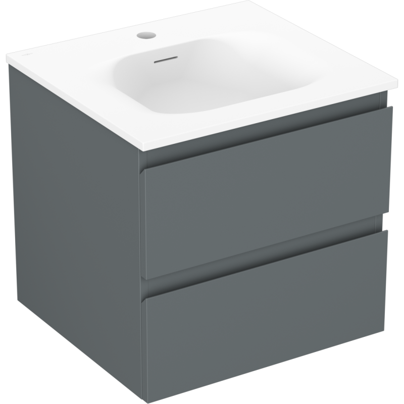 Servantskap med vask 50 cm, grafitt/hvit matt, 2 skuffer, Mexen Orio – 91A10-05047-2-BFF66-W23M01