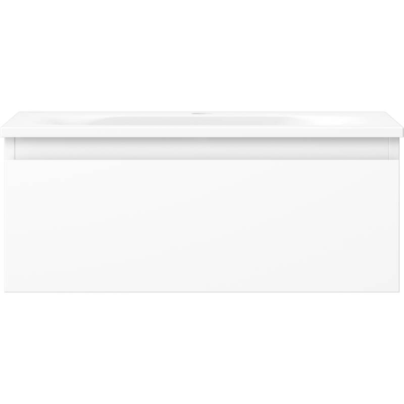 Servant med skap i hvit matt finish, vegghengt Mexen Orio 60 cm, sett rett forfra.