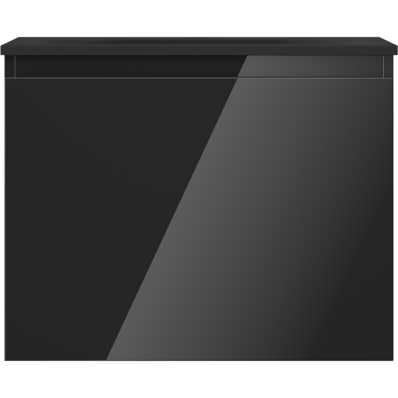 Servant med skap 60 cm svart Mexen Orio Vela med blank front og minimalistisk design.