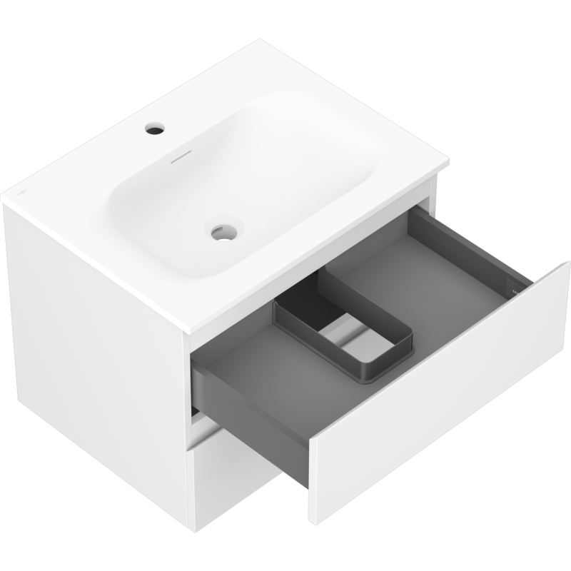 Servantskap med vask 60 cm hvit matt, 2 skuffer Mexen Orio – 91A10-06047-2-BFF01-W23M01