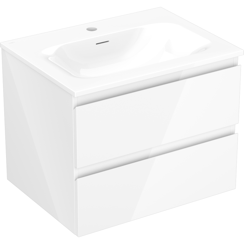 Servantskap med vask 60 cm, hvit høyglans, 2 skuffer Mexen Orio – 91A10-06047-2-BFF00-W23M00