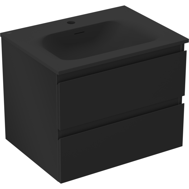 Servantskap med vask 60 cm svart matt, 2 skuffer Mexen Orio – 91A10-06047-2-BFF71-W23M71