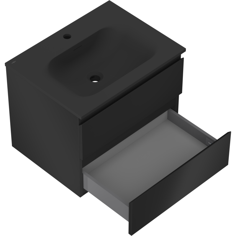 Servantskap med vask 60 cm svart matt, 2 skuffer Mexen Orio – 91A10-06047-2-BFF71-W23M71