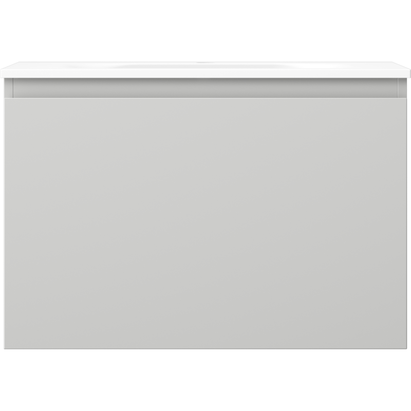 Servant med skap Mexen Orio 70 cm i grå matt med hvit matt topp, sett rett forfra.