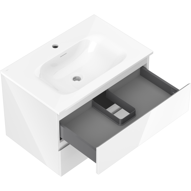 Servantskap med vask 70 cm, hvit, 2 skuffer, Mexen Orio Vela – 91A10-07047-2-BFF00-W23M00