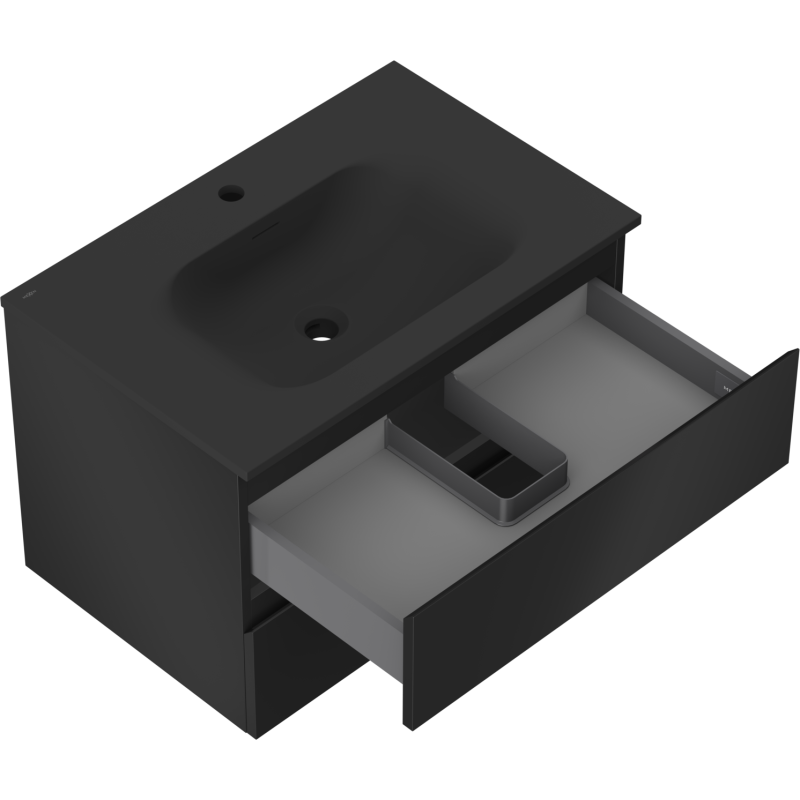 Servantskap med vask 70 cm svart matt, 2 skuffer Mexen Orio – 91A10-07047-2-BFF71-W23M71