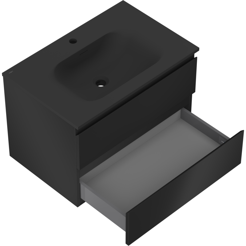 Servantskap med vask 70 cm svart matt, 2 skuffer Mexen Orio – 91A10-07047-2-BFF71-W23M71