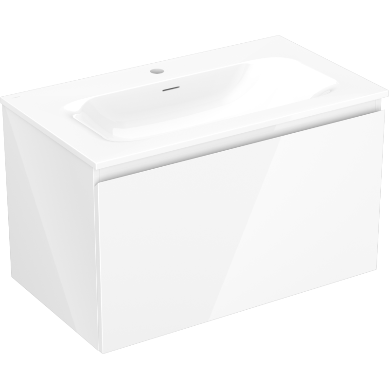 Servantskap med vask 80 cm hvit Mexen Orio Vela med én skuff og minimalistisk front.
