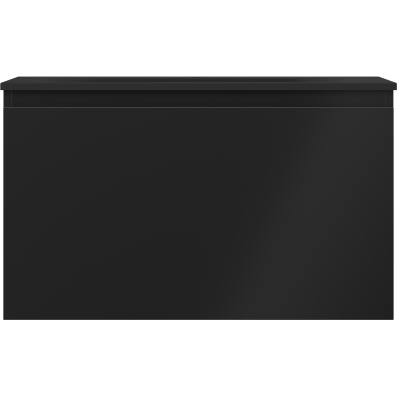 Servant med skap 80 cm svart matt Mexen Orio sett forfra med avlang form og matt metalloverflate.