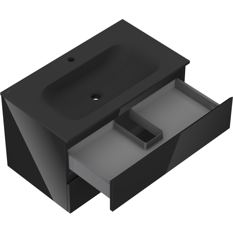 Servantskap med vask 80 cm svart, 2 skuffer Mexen Orio Vela – 91A10-08047-2-BFF70-W23M71