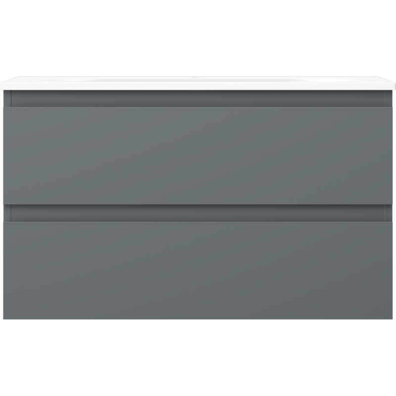 Servant med skap 80 cm Mexen Orio i grafitt matt med to skuffer, moderne frontvisning.
