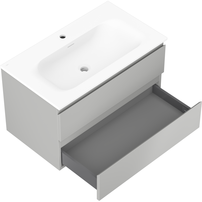Servantskap med vask 80 cm grå/hvit, 2 skuffer Mexen Orio – 91A10-08047-2-BFF62-W23M01