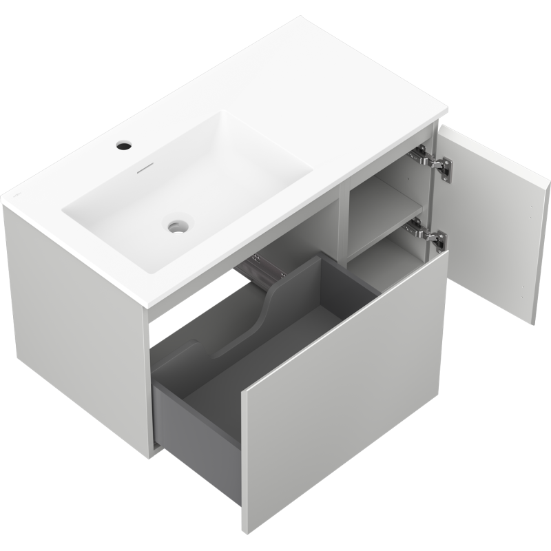 Servantskap med vask 90 cm grå matt/hvit matt Mexen Orio – 91A13-09047-3-BBFF62-W18L01