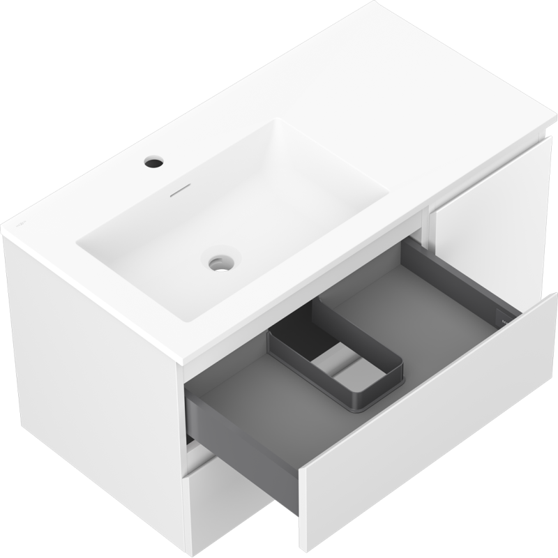 Servantskap med vask 90 cm hvit matt Mexen Orio Otis venstre – 91A13-09047-3-BBFFF01-W18L01