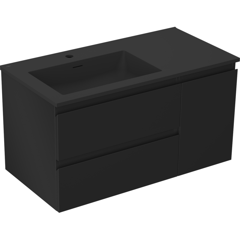Servantskap med vask 90 cm svart matt Mexen Orio Otis venstre – 91A13-09047-3-BBFFF71-W18L71