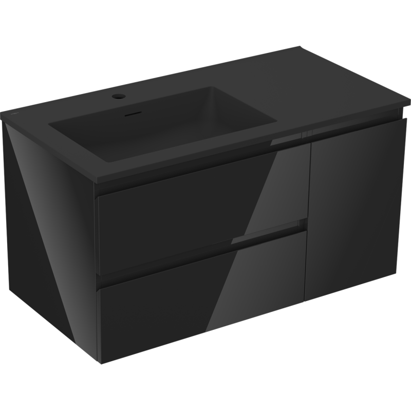 Servantskap med vask 90 cm svart høyglans/matt Mexen Orio – 91A13-09047-3-BBFFF70-W18L71