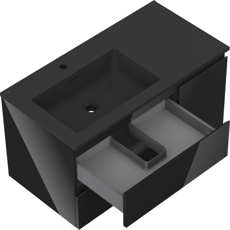 Servantskap med vask 90 cm svart høyglans/matt Mexen Orio – 91A13-09047-3-BBFFF70-W18L71