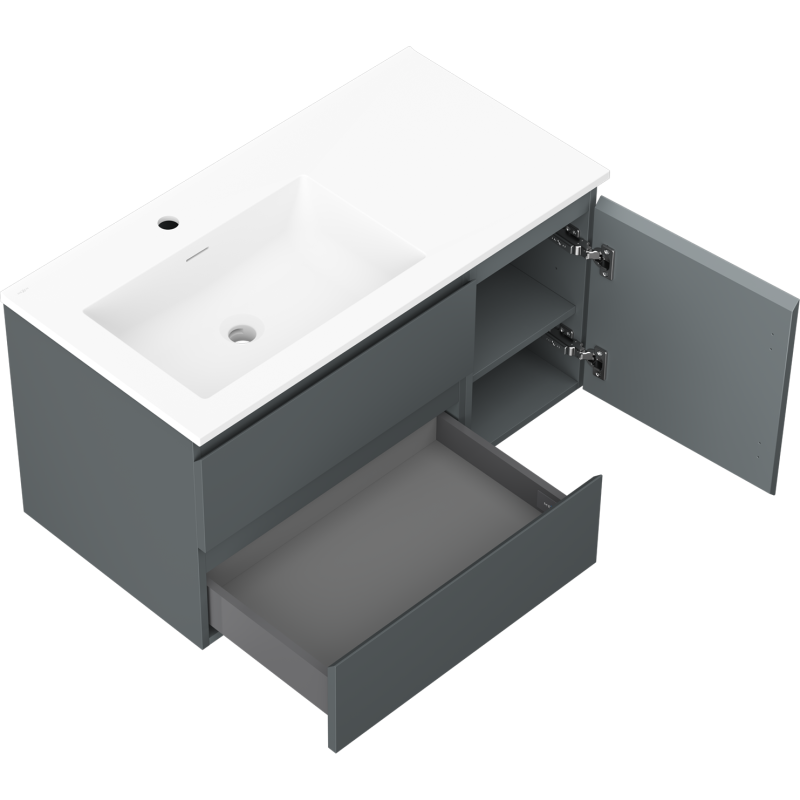 Servantskap med vask 90 cm grafitt matt/hvit matt Mexen Orio – 91A13-09047-3-BBFFF66-W18L01