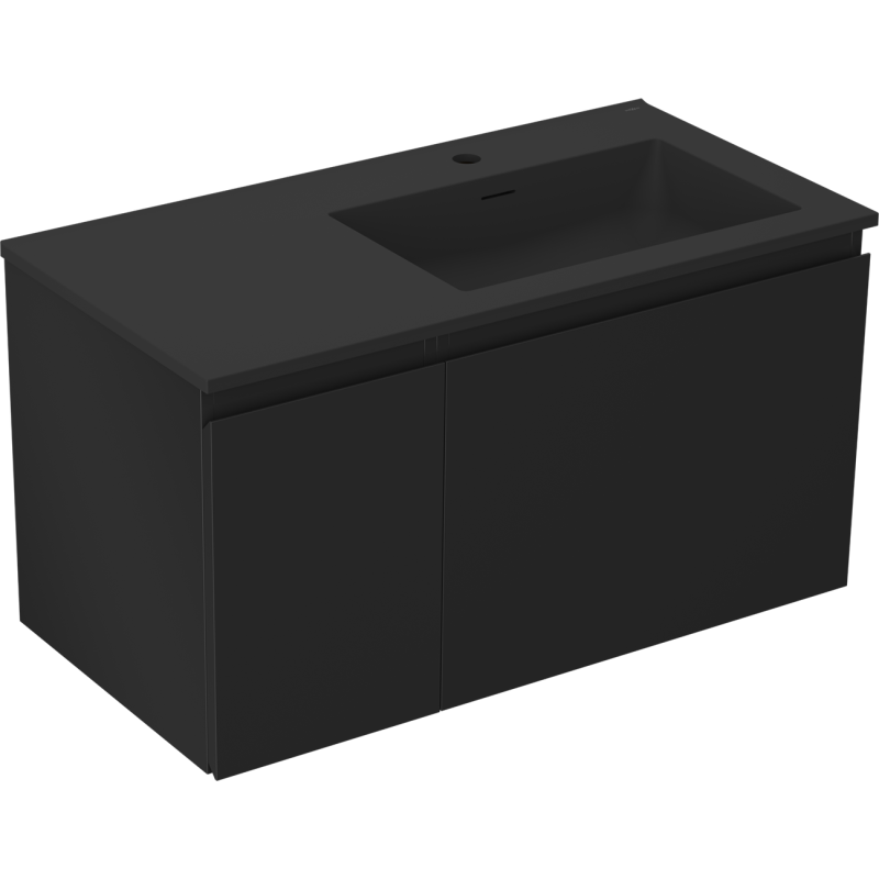 Servantskap med vask 90 cm svart matt Mexen Orio Otis høyre – 91A13-09047-3-BBFF71-W18P71