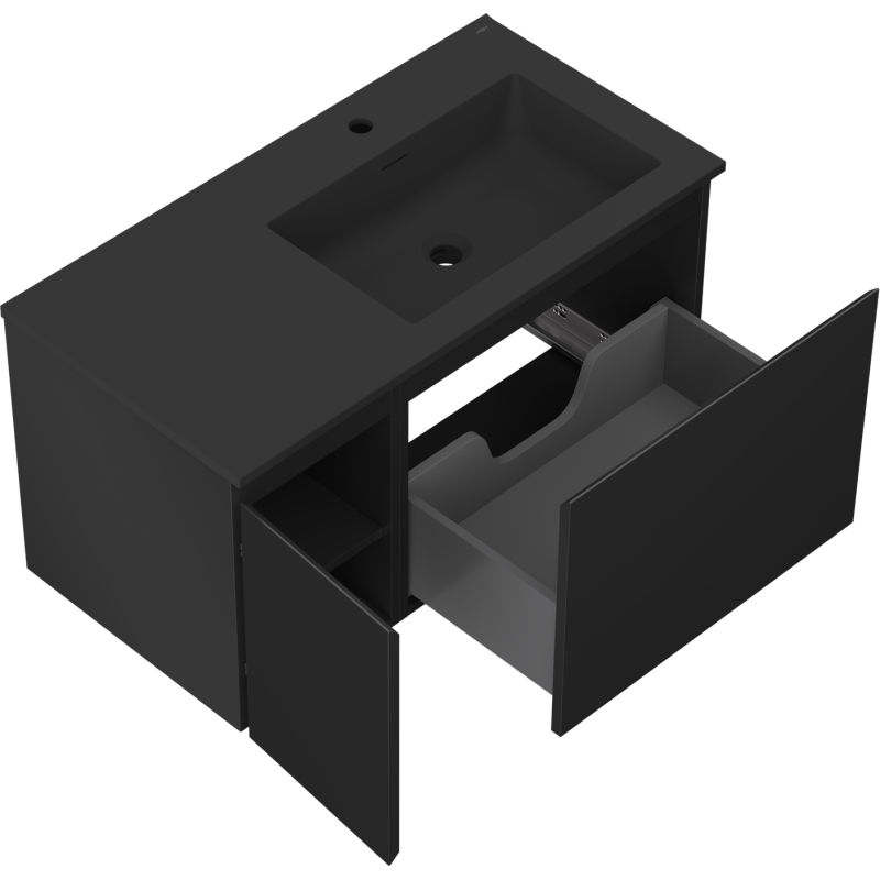 Servantskap med vask 90 cm svart matt Mexen Orio Otis høyre – 91A13-09047-3-BBFF71-W18P71