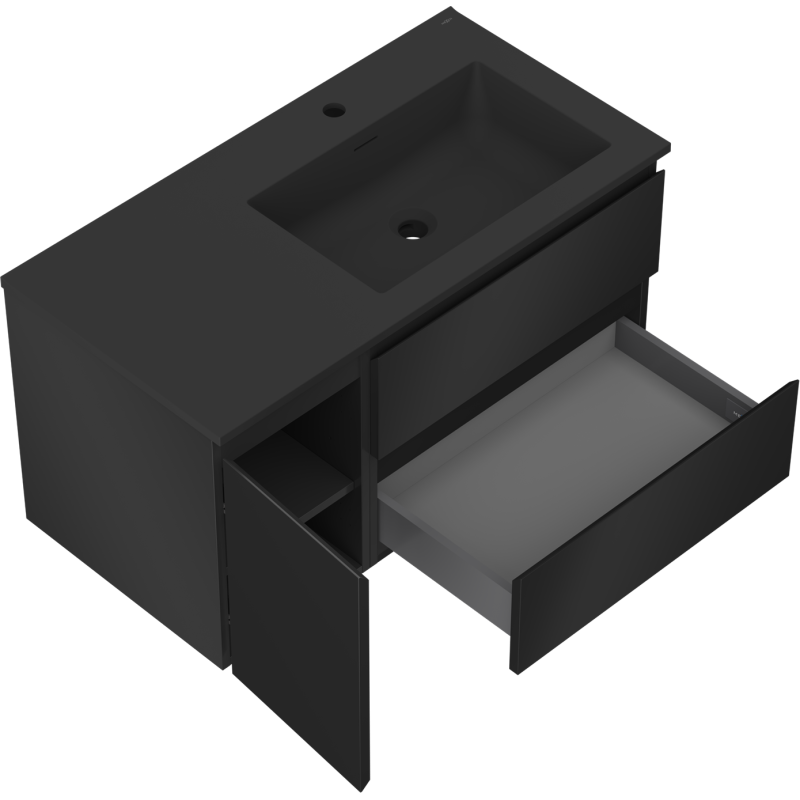 Servantskap med vask 90 cm svart matt høyre Mexen Orio/Otis – 91A13-09047-3-BBFFF71-W18P71