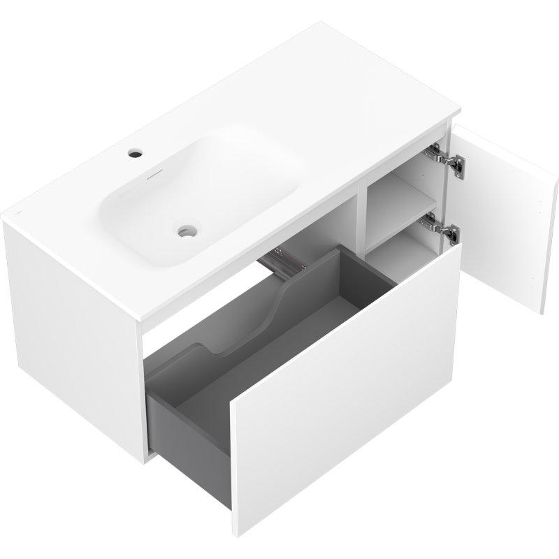 Servantskap med vask 90 cm hvit matt Mexen Orio Vela venstre – 91A13-09047-3-BBFF01-W23L01