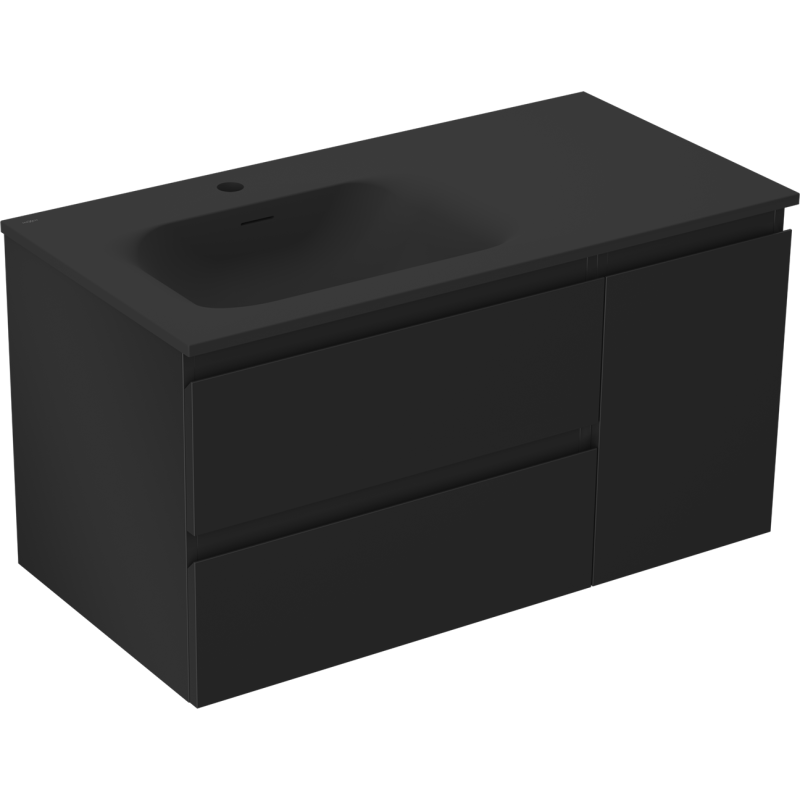 Servantskap med vask 90 cm svart matt Mexen Orio Vela venstre – 91A13-09047-3-BBFFF71-W23L71