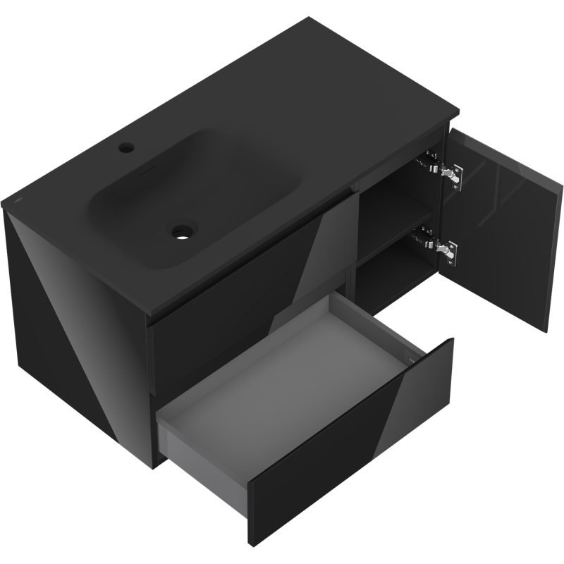 Servantskap med vask 90 cm svart høyglans/matt Mexen Orio – 91A13-09047-3-BBFFF70-W23L71