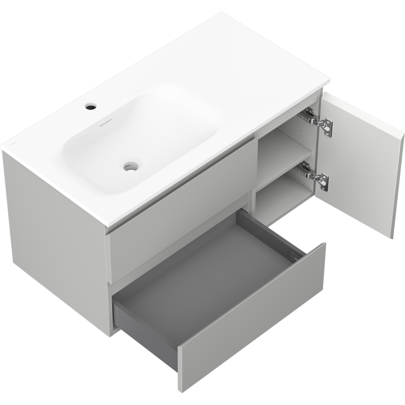 Servantskap med vask 90 cm grå matt/hvit matt Mexen Orio – 91A13-09047-3-BBFFF62-W23L01