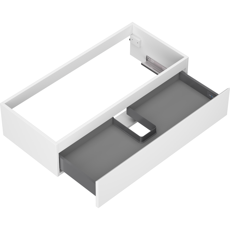 Servantskap uten vask 100 cm Mexen Orio hvit matt med én skuff og utsparing for rør.