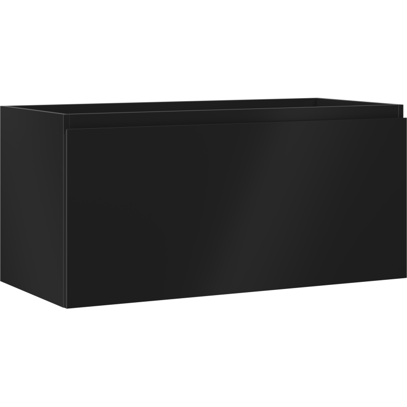 Servantskap 100 cm Mexen Orio i matt svart metall med åpen topp og glatte linjer uten håndtak.