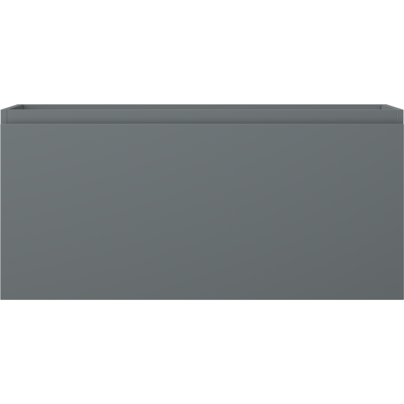 Underskap til servant 100 cm i grafitt matt med én glatt skuff uten synlige håndtak, sett forfra.