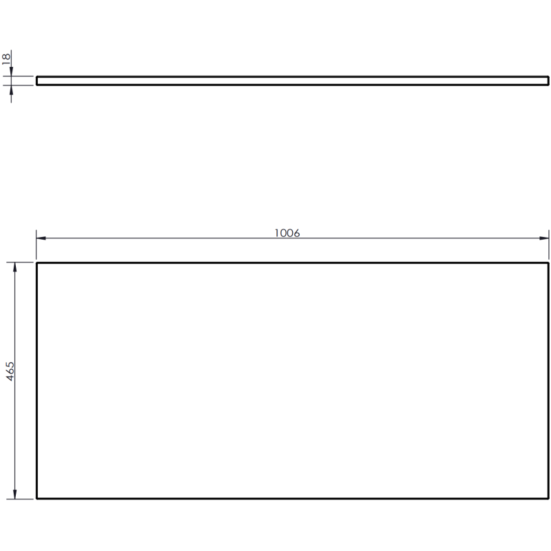 Underskap til servant 100 cm hvit matt, teknisk tegning med mål og én skuff, Mexen Orio.