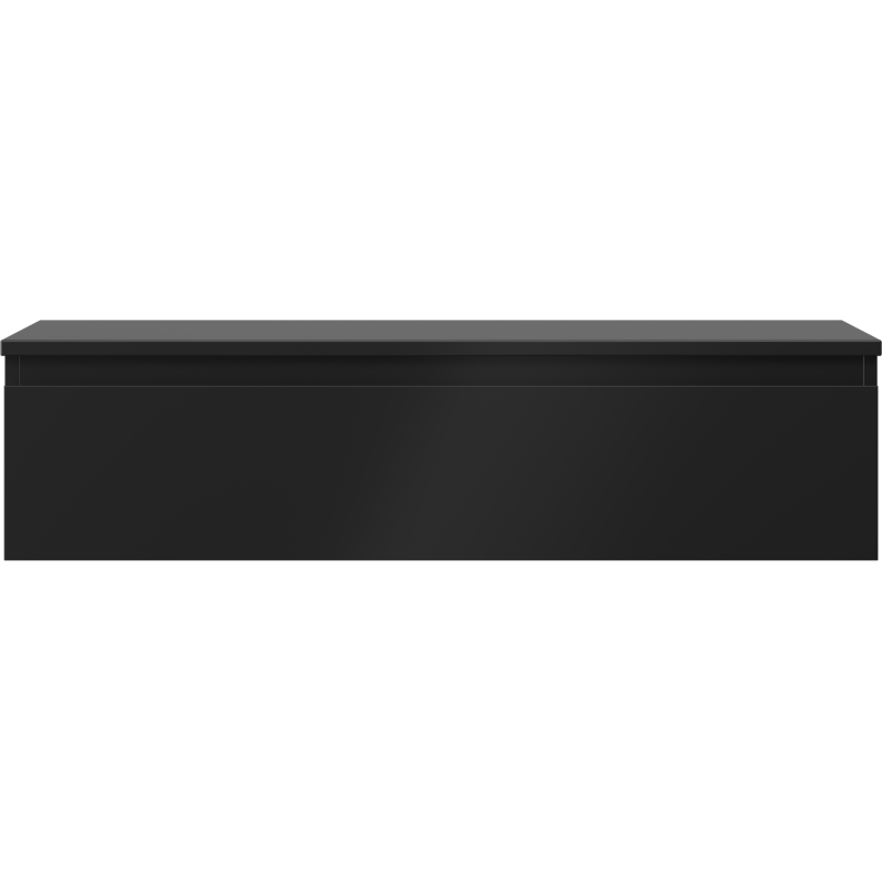 Underskap til servant Mexen Orio 100 cm i svart matt med én skuff, sett rett forfra.