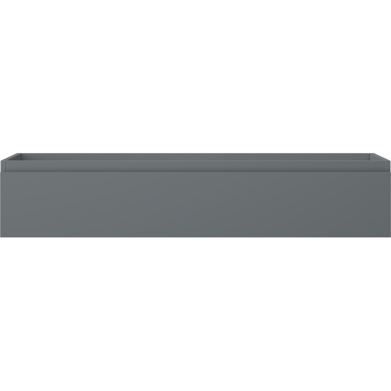 Underskap til servant i grafitt matt metall, rektangulært med glatt front og uten synlige håndtak.