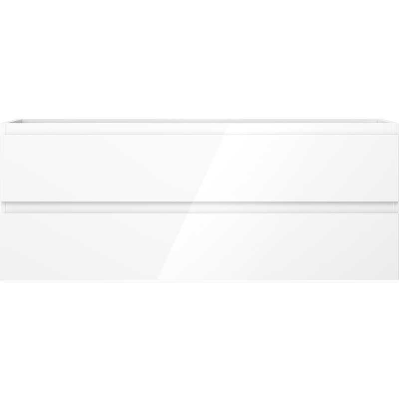 Underskap til servant Mexen Orio 120 cm i hvit høyglans med to brede skuffer, frontvisning.