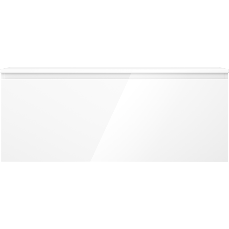 Underskap til servant 120 cm i hvit høyglans med minimalistisk frontpanel uten håndtak.