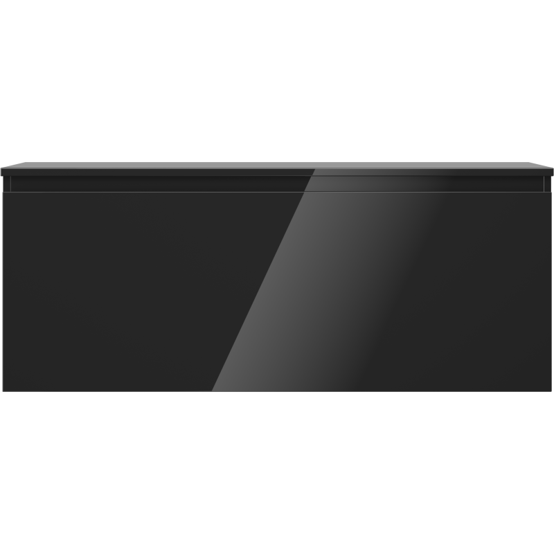 Underskap til servant svart høyglans Mexen Orio 120 cm med én skuff, sett rett forfra.