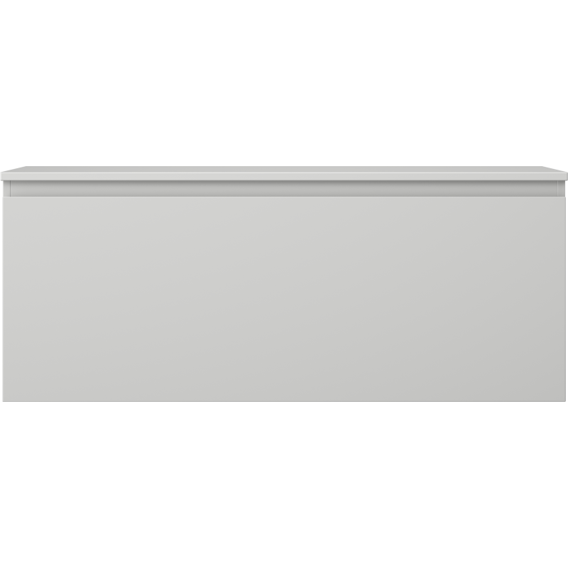 Underskap til servant Mexen Orio 120 cm i grå matt finish med én skuff, sett rett forfra.