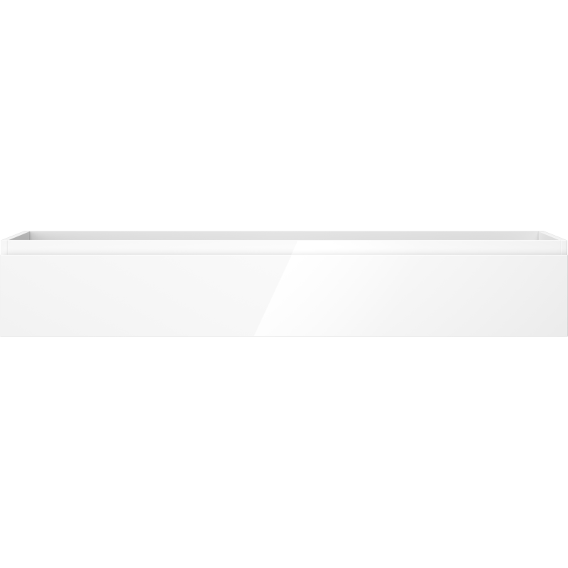 Underskap til servant i hvit høyglans med én skuff, rektangulær form og glatte kanter.
