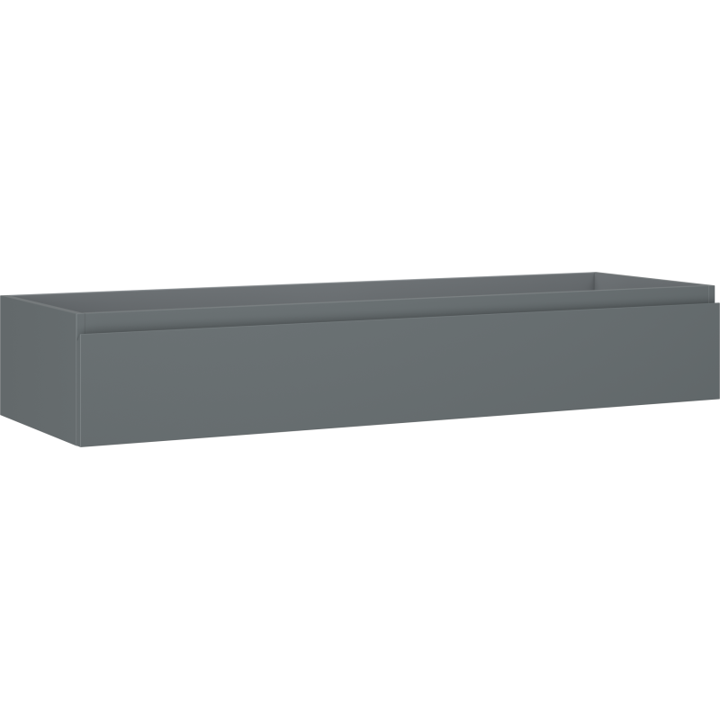 Servantskap 140 cm grafitt matt med én skuff, sett skrått forfra med moderne design.