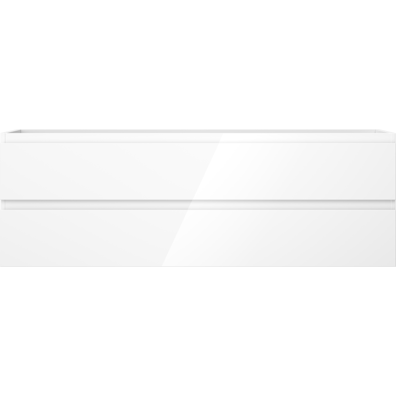 Underskap til servant i hvit høyglans med to skuffer, sett rett forfra.