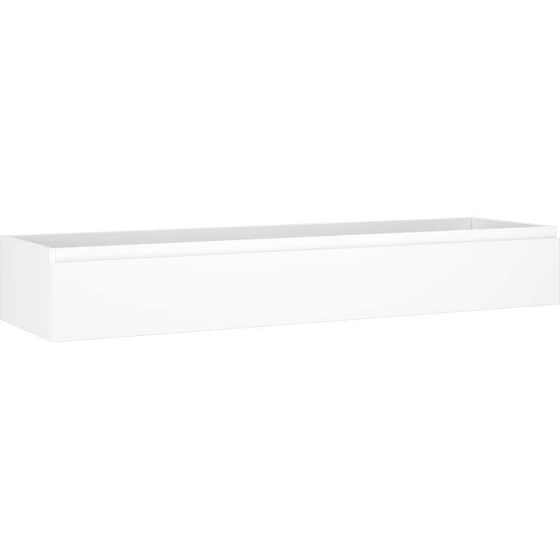 Servantskap 160 cm Mexen Orio i hvit matt med én skuff, sett skrått forfra mot hvit bakgrunn.