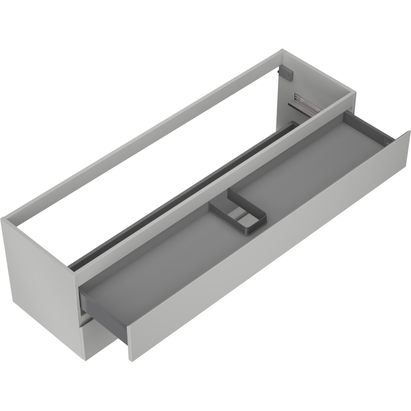 Servantskap uten vask grå Mexen Orio 160 cm med stor uttrekkskuff og integrert organiseringsboks.